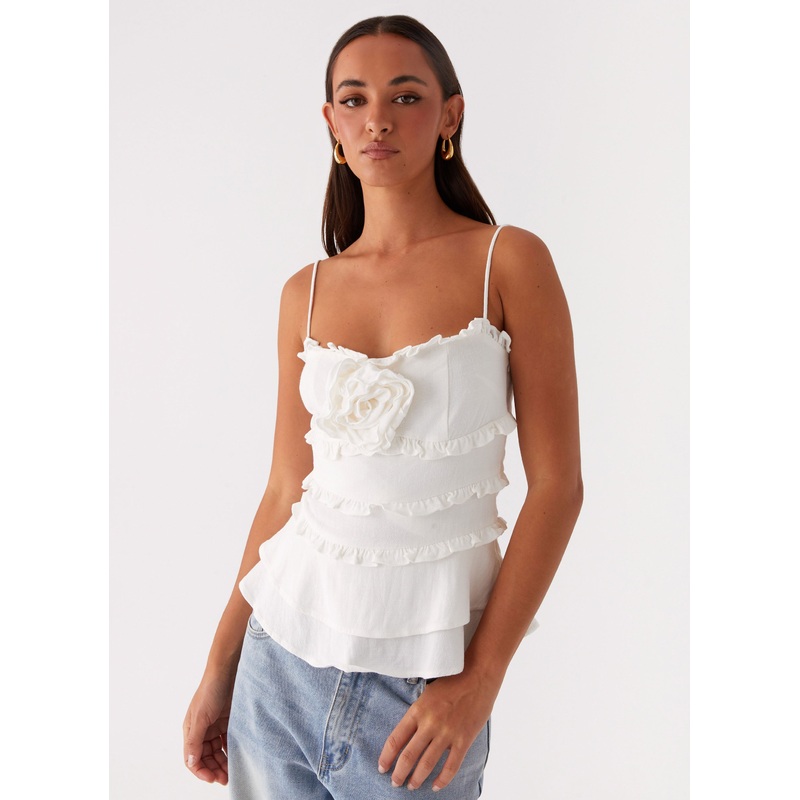 Wilde Linen Rose Top – White
