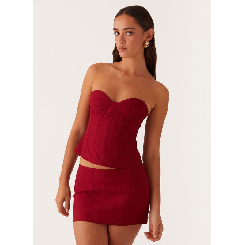 Armelle Micro Mini Skirt – Maroon