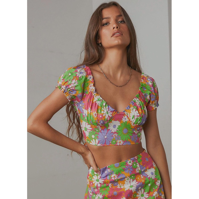 Brady Crop Top – 70s Floral