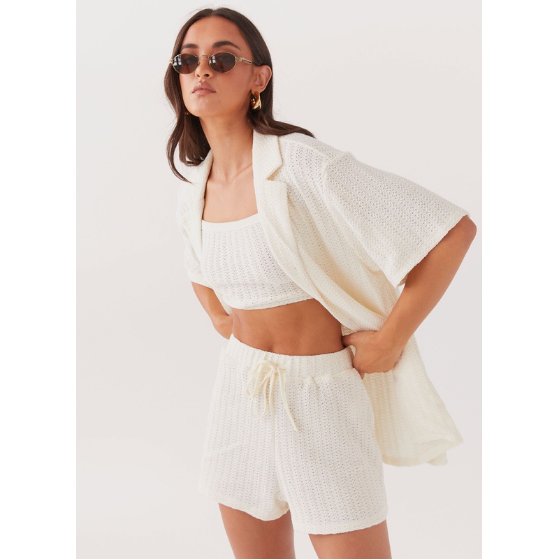 By The Bay Oversized Knit Shorts – Ivory