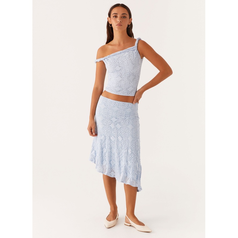 Diamond Sky Midi Skirt – Blue
