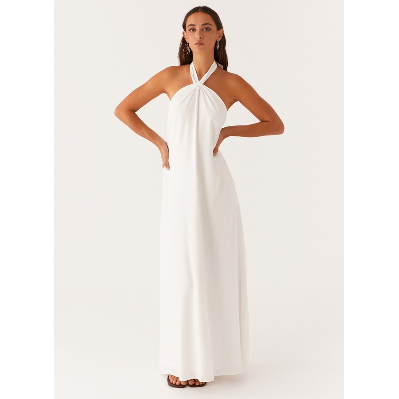 Golden Child Linen Maxi Dress – White