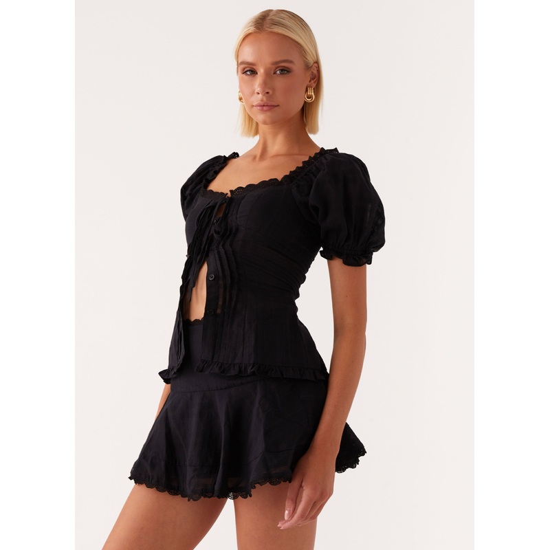 Hundred Percent Puff Sleeve Top – Black