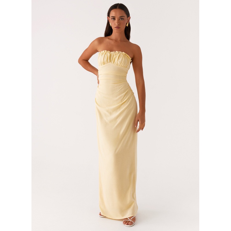 Xena Gathered Maxi Dress – Yellow
