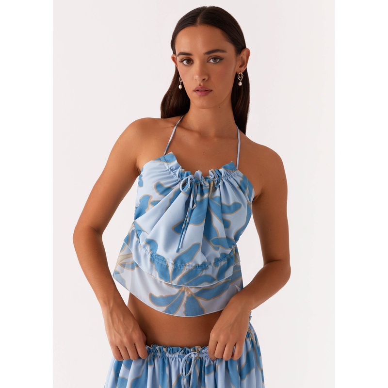Zaya Backless Top – Opulent Blue