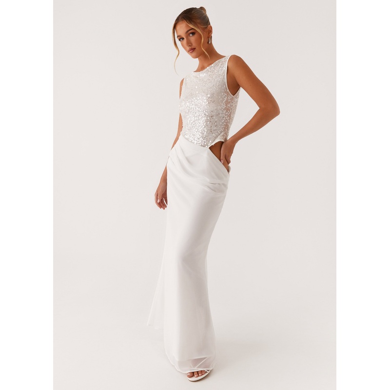 Above Ground Sequin Maxi Dress – White