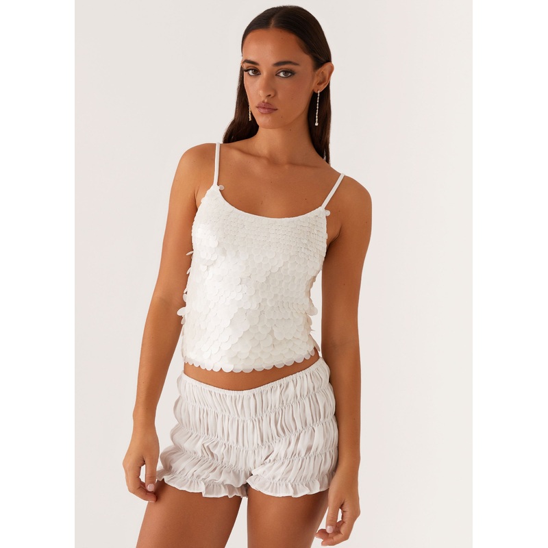 Britta Sequin Cami Top – White