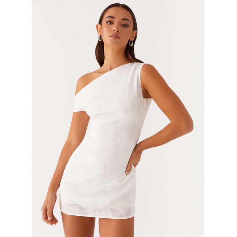 Channing One Shoulder Mini Dress – White