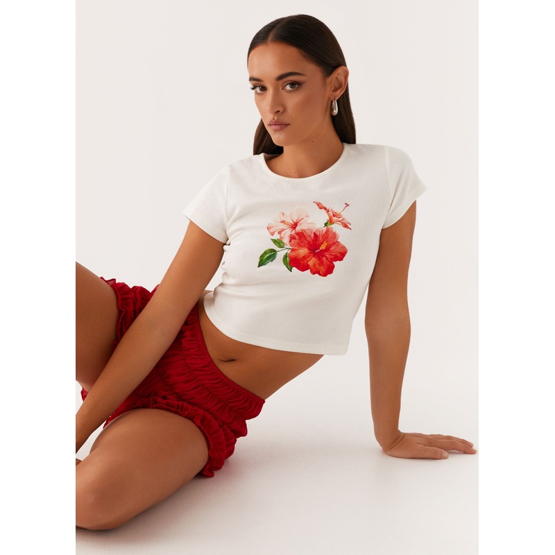 Classic Graphic Baby Tee – White