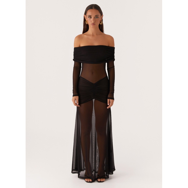 Maren Off Shoulder Maxi Dress – Black