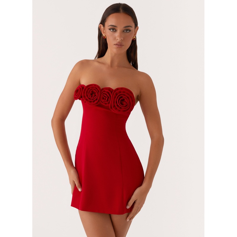 Patsie Strapless Mini Dress – Red