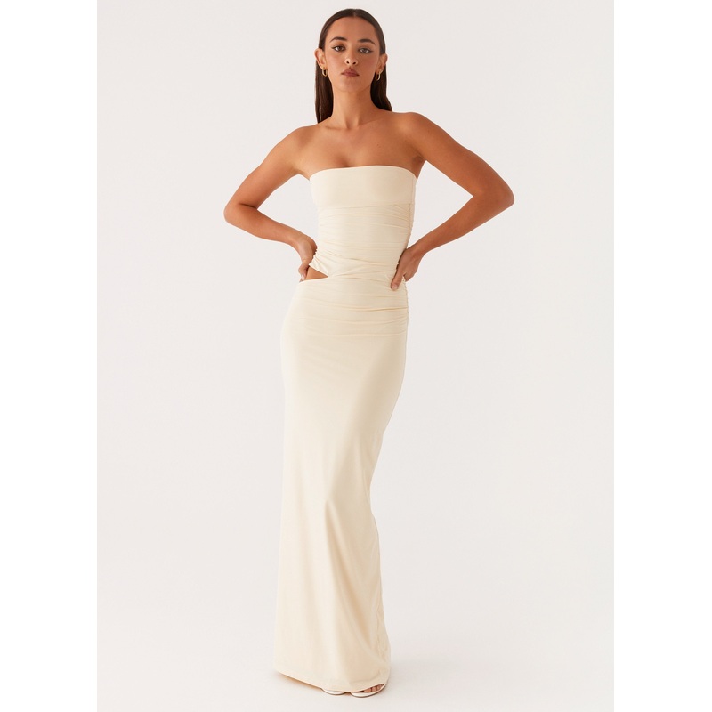 Romee Strapless Maxi Dress – Pastel Yellow