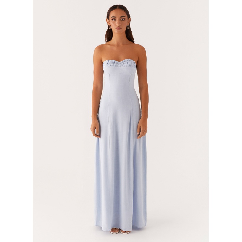 Tayla Linen Maxi Dress – Blue