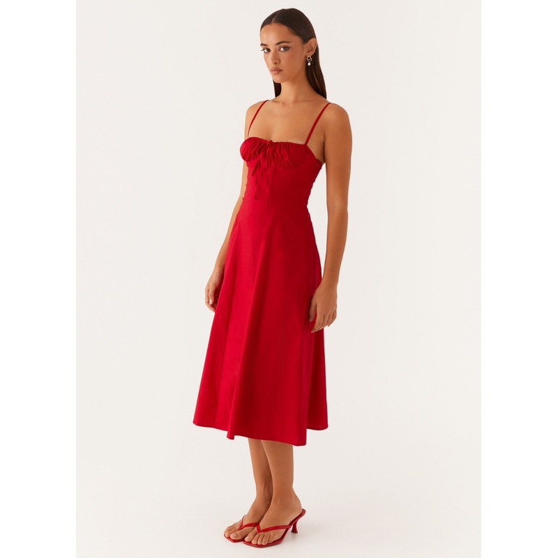 Thoughts Of You Midi Dress – Red