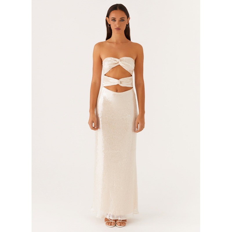 Tianna Strapless Sequin Maxi Dress – Ivory