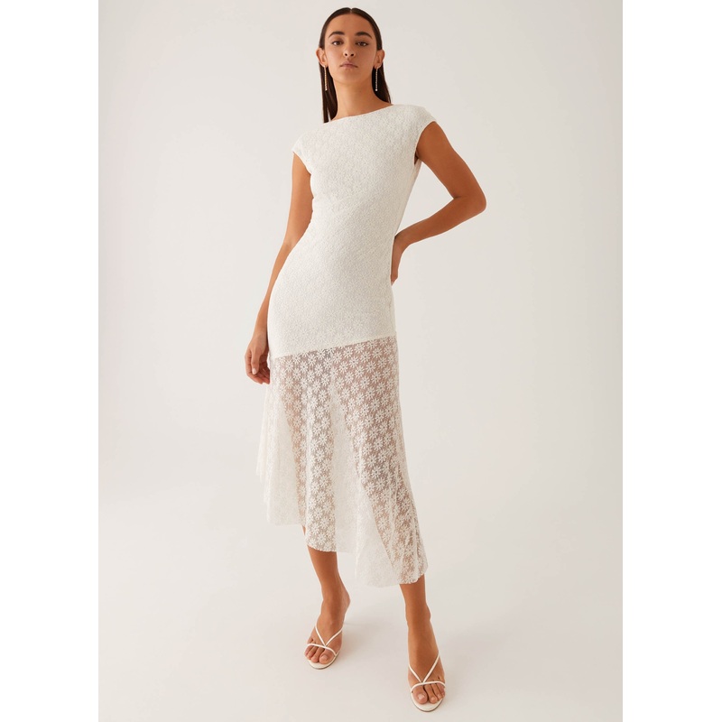 Arielle Open Back Midi Dress – White