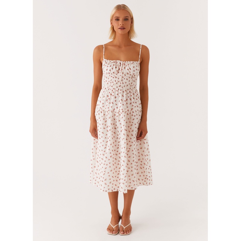 Arla Midi Dress – Red Ditsy Floral