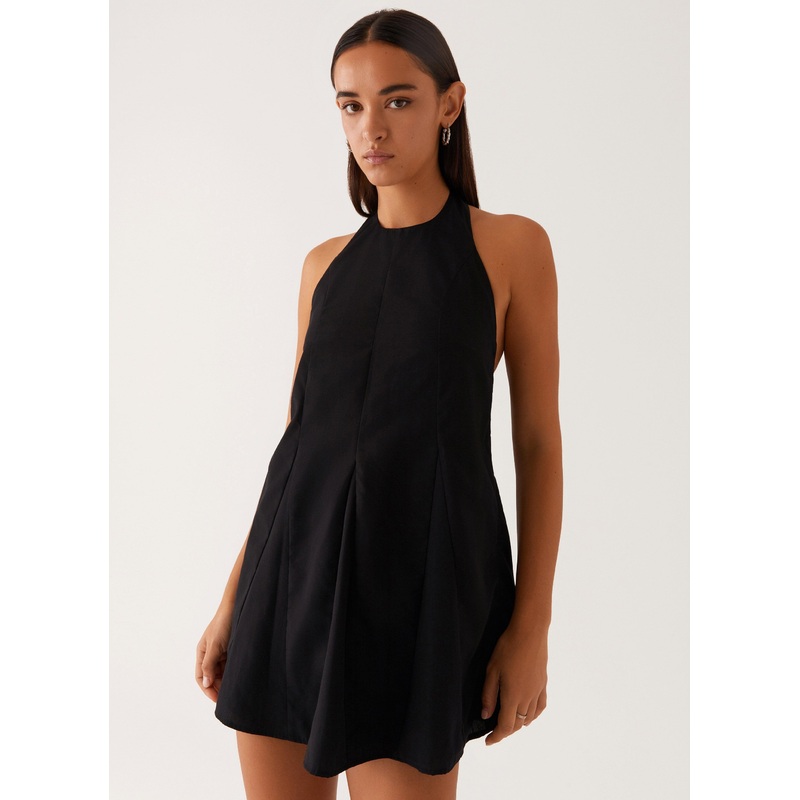 Avalon Halterneck Mini Dress – Black