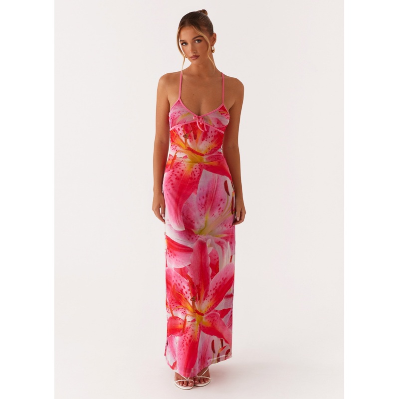 Claudie Maxi Dress – White Pink Lilly