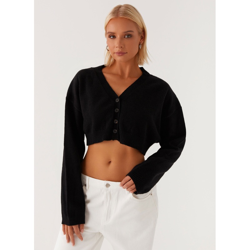 Endlessly Cropped Cardigan – Black