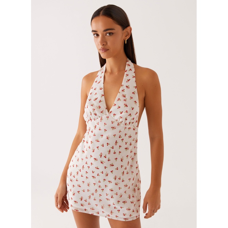 Highlands Halterneck Mini Dress – Red Ditsy Floral