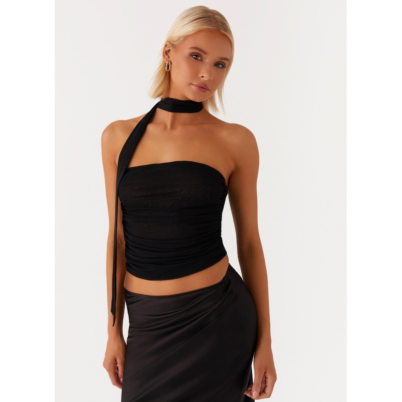 Hot Like Me Scarf Top – Black
