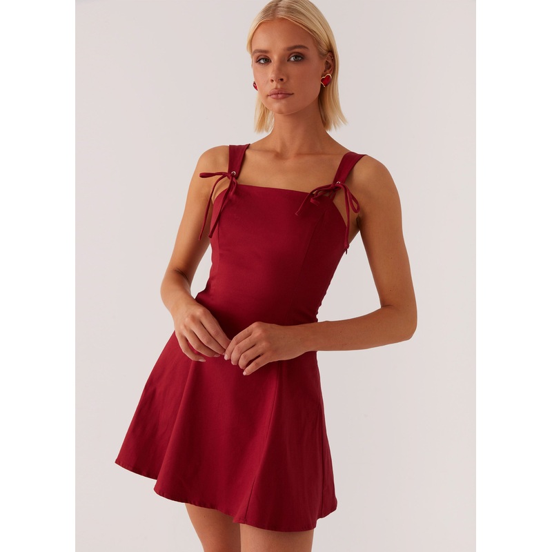 Jamaya Tie Mini Dress – Red