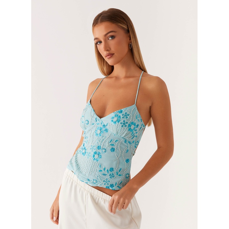Kamilla Sequin Cami Top – Blue