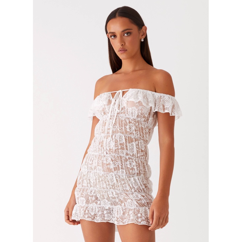Kathy Ruched Mini Dress – White