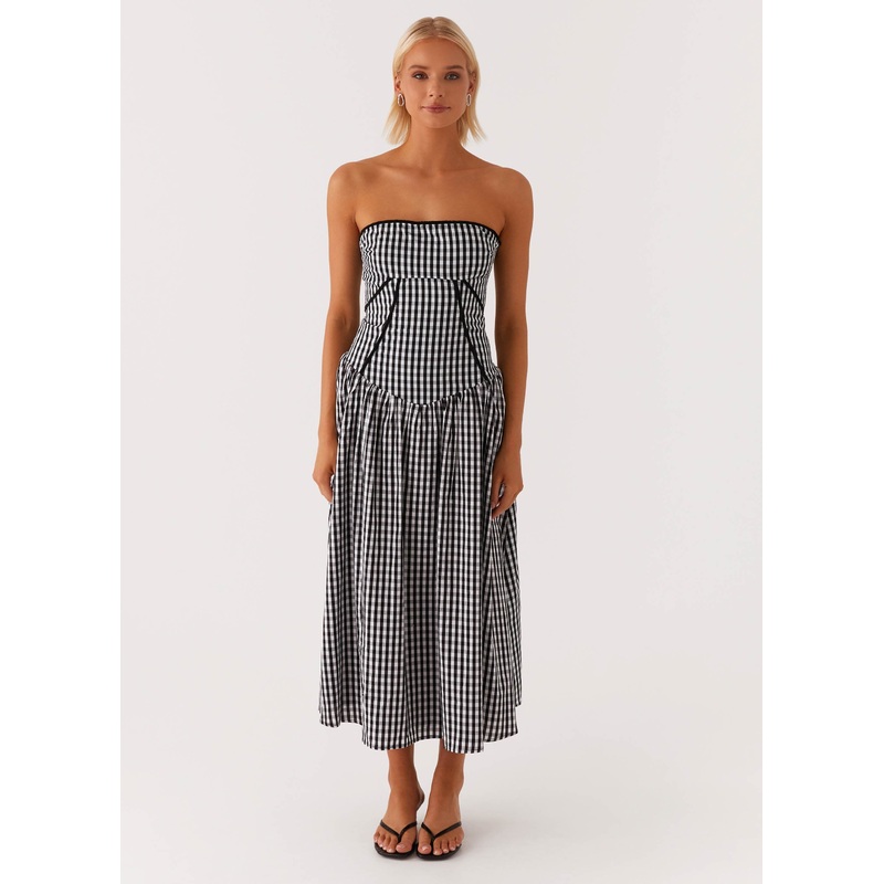 Larnie Midi Dress – Black Gingam