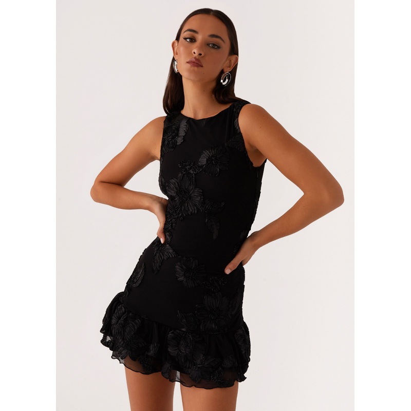 Last Dance High Neck Mini Dress – Black