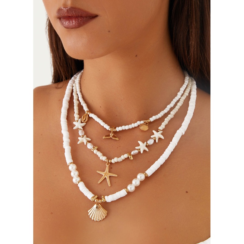 Luca Beaded Necklace – White