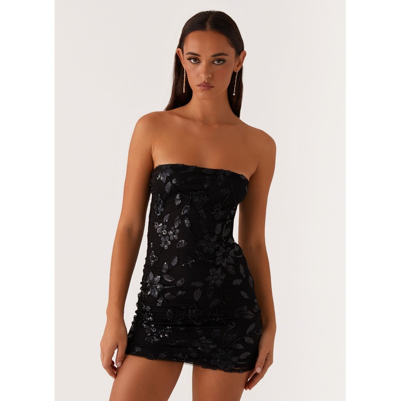 Moorey Beaded Mini Dress – Black
