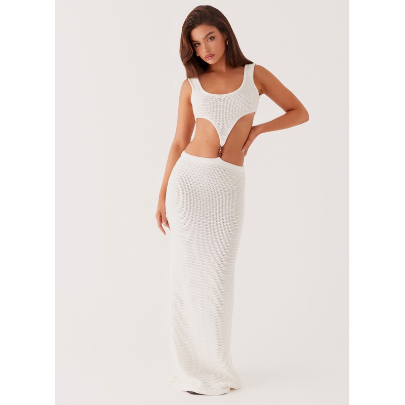 Sundown Beaded Maxi Dress – White