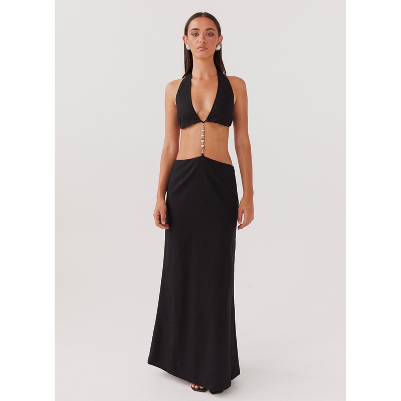 Swaying Palms Maxi Dress – Black