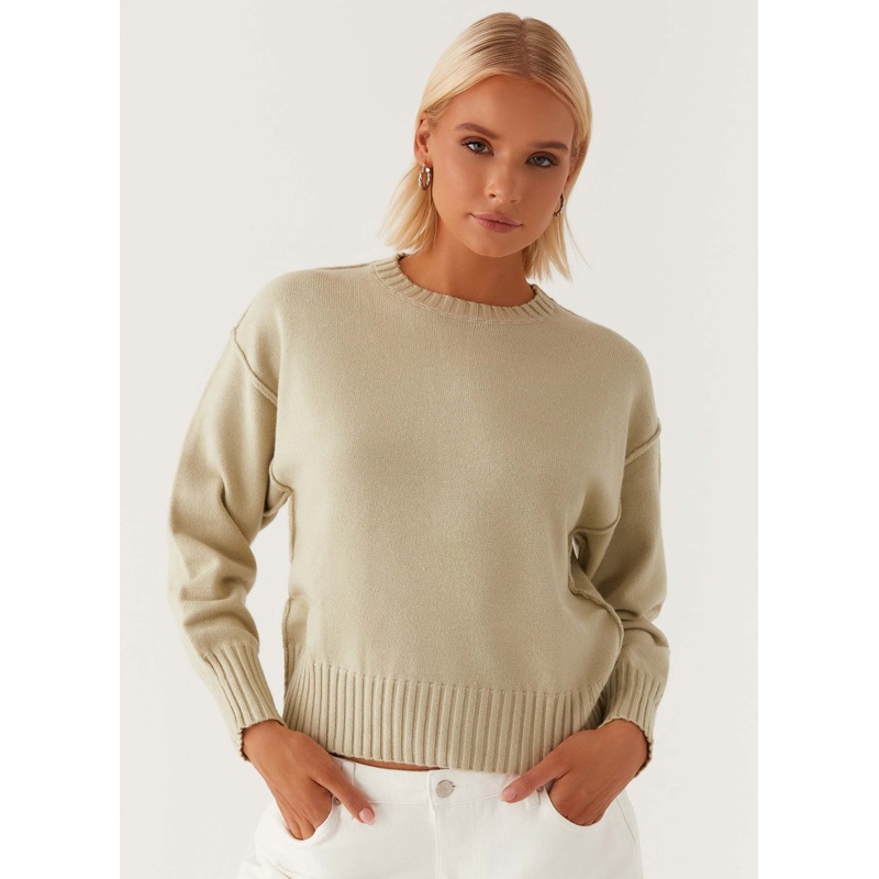Thelma Oversized Knit Sweater – Pastel Green