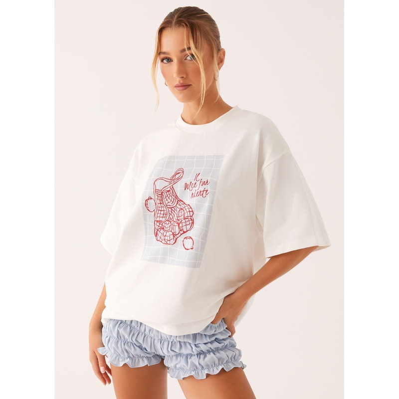 Born To Have Fun Oversized Graphic Tee – White