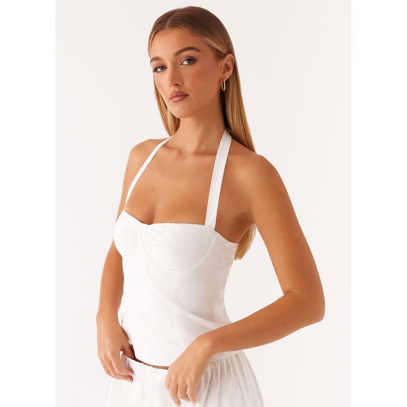 Cheryl Bustier Halter Top – White