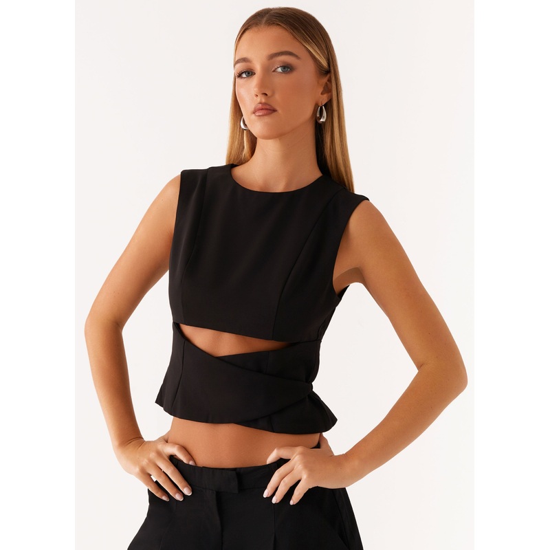 Cyra Wrap Top – Black
