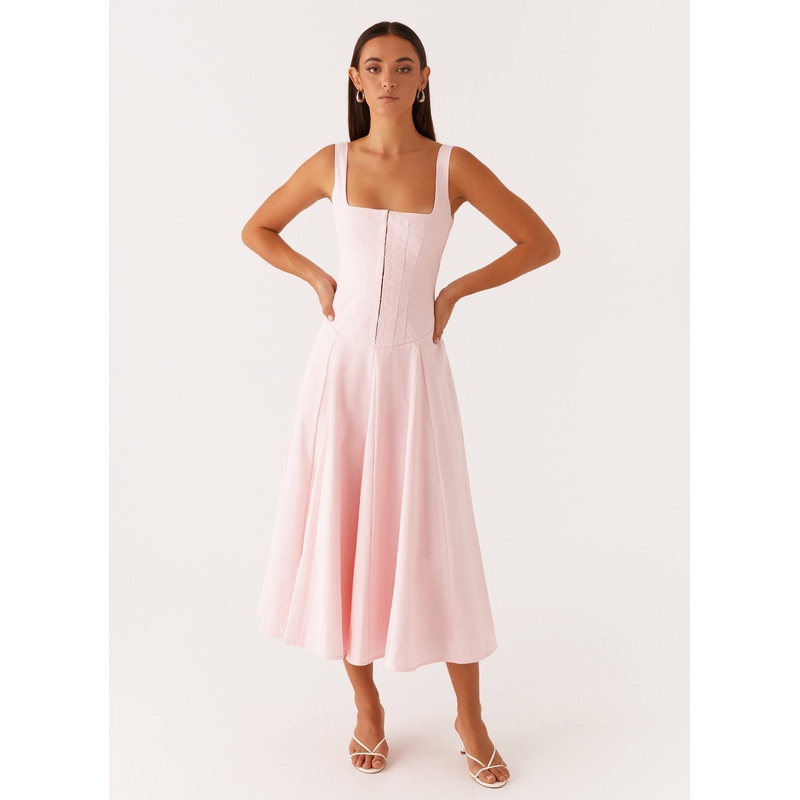 Ebony Midi Dress – Pastel Pink