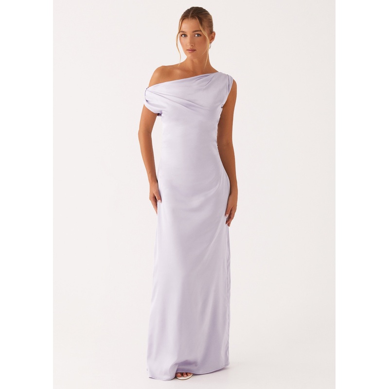 Heart Of Glass Satin Maxi Dress – Lilac