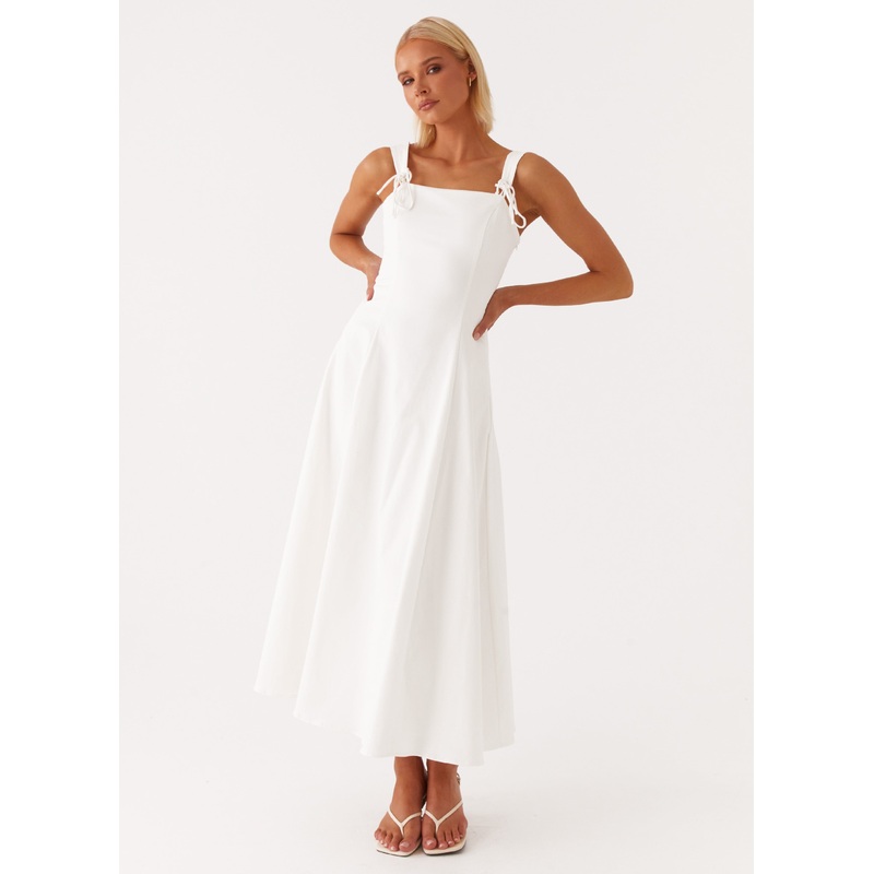 Jamaya Tie Midi Dress – White