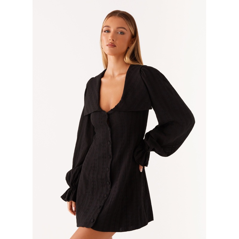 Kendrick Long Sleeve Mini Dress – Black