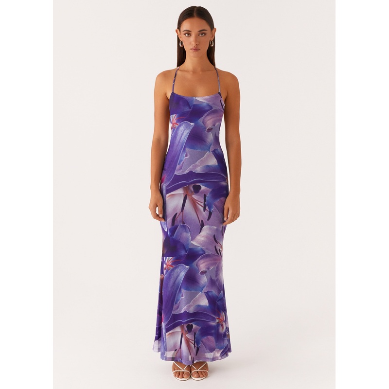 Livia Maxi Dress – Purple White Lilly