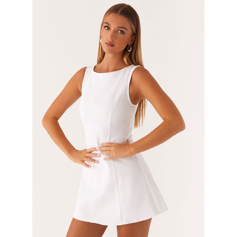 Rochelle Denim Mini Dress – White
