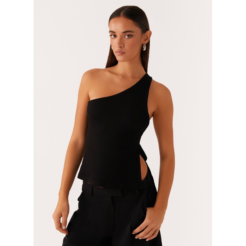 Safiya One Shoulder Top – Black