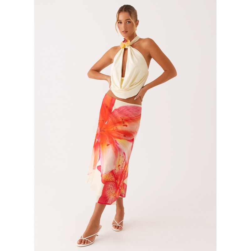 Summertime Midi Skirt – Yellow Floral