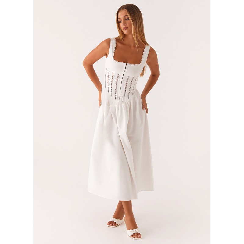 Waiting On You Midi Dress – White