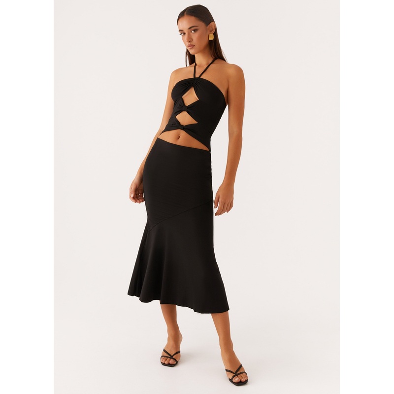 Zena Halterneck Midi Dress – Black