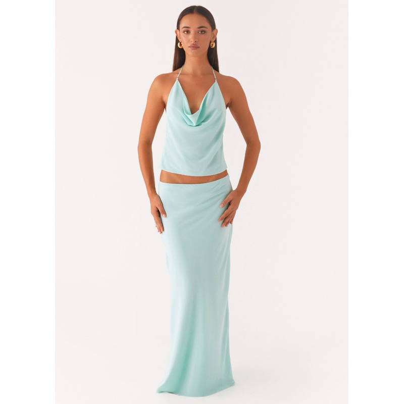 Another Life Chiffon Maxi Skirt – Pale Blue